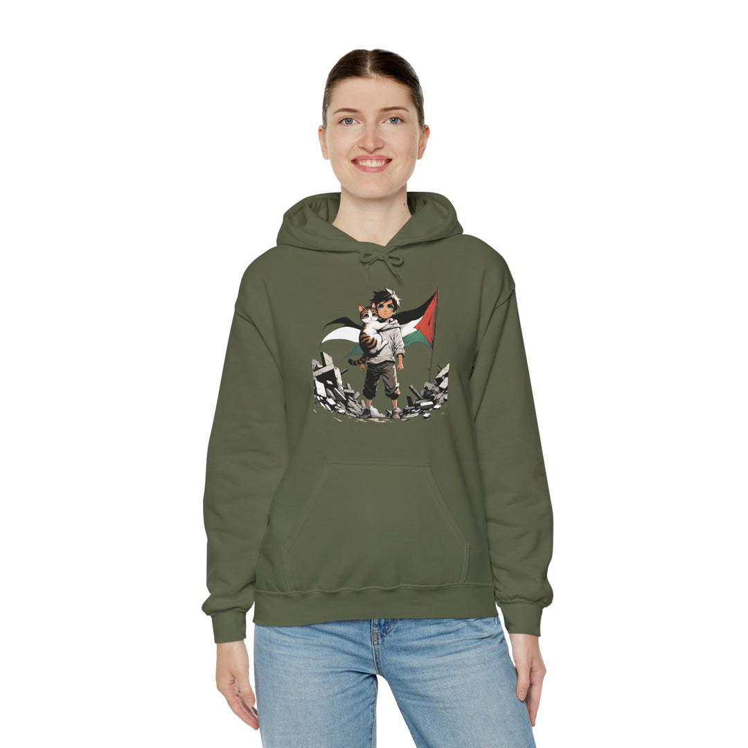 Cat and Palestine II Unisex Hoodie