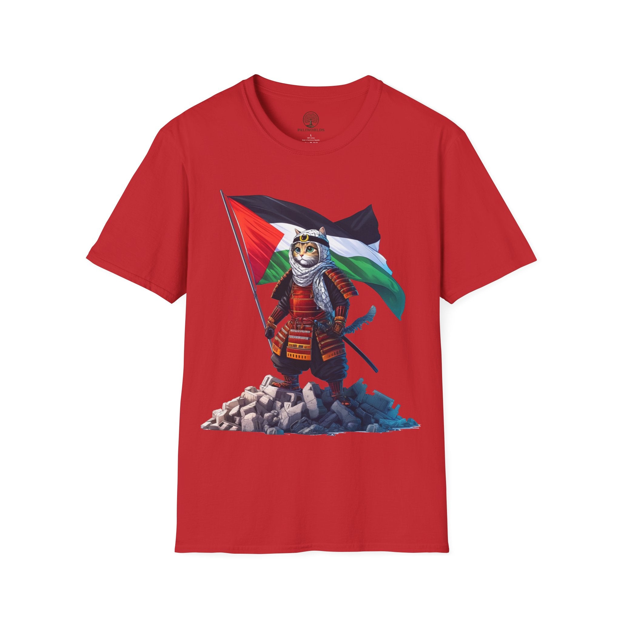 Cat Samurai and Palestine Tshirt – PaliWorlds